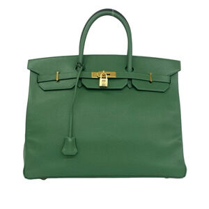 HERMES Birkin 40 Courchevel Leather Handbag Tote Bag Business Vert Bengal 35068